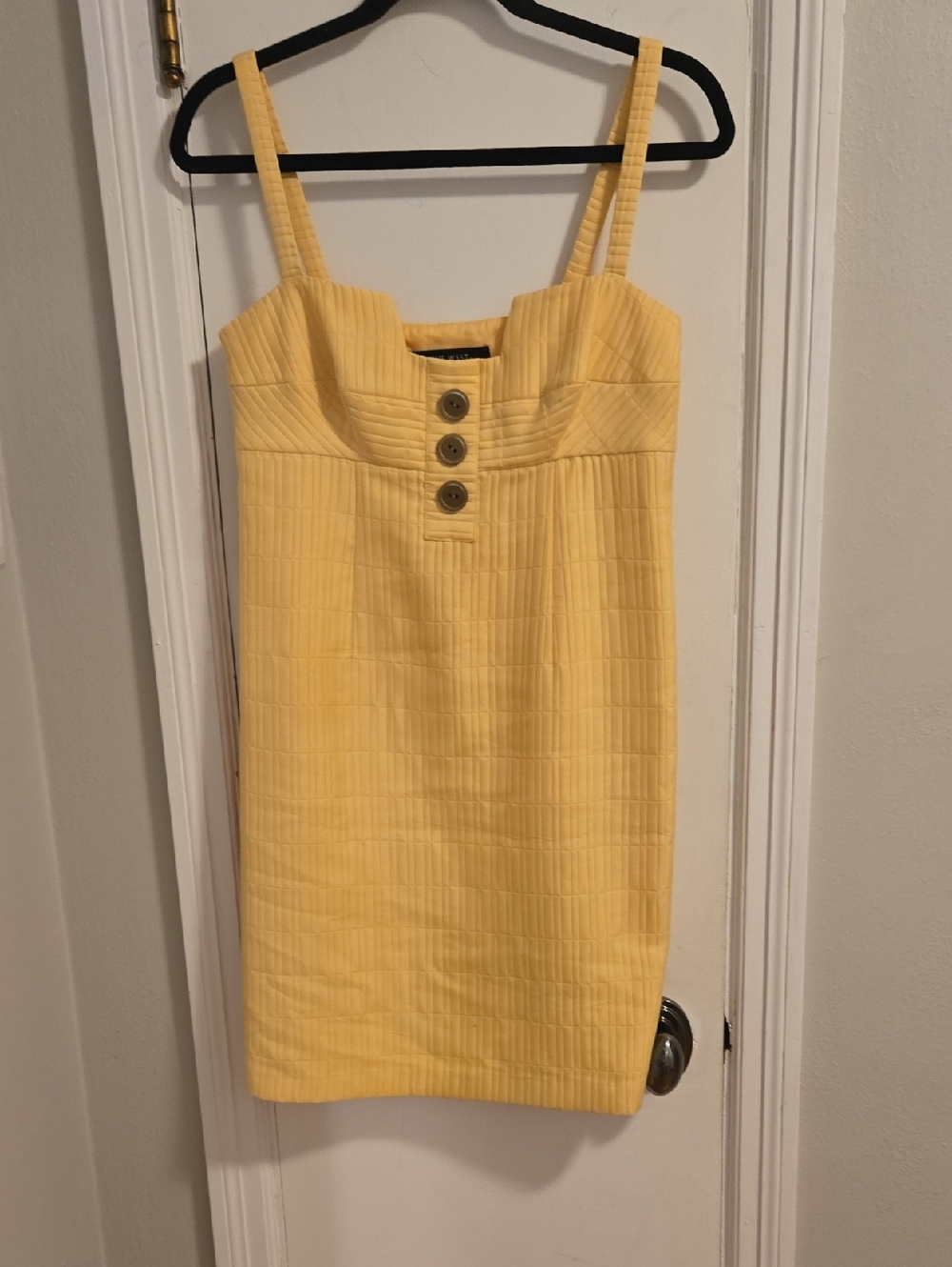 Nine West Yellow Sleeveless Button-Front Mini Dress